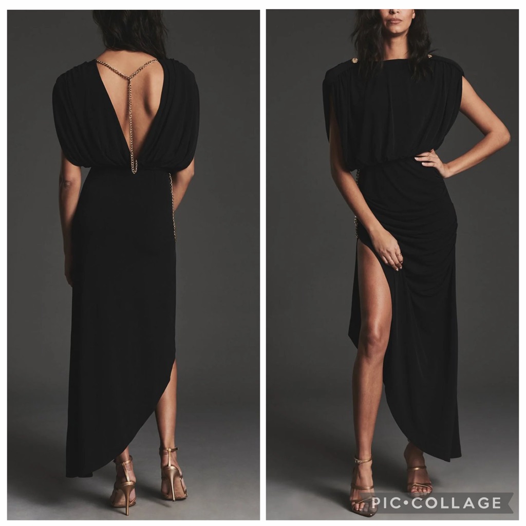 Retrofete Small Florence Black Dress Open Back Chain Detail